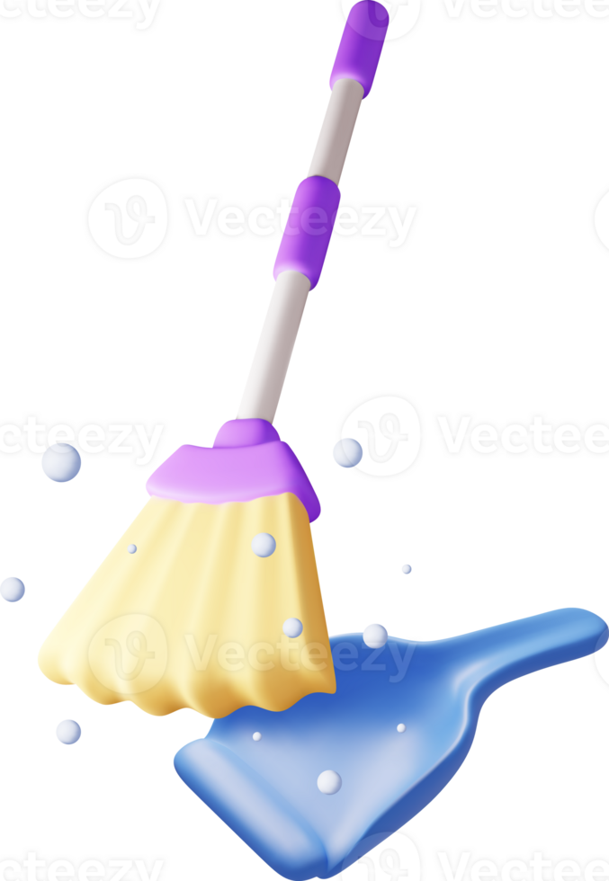 3d cleaning time or service concept png