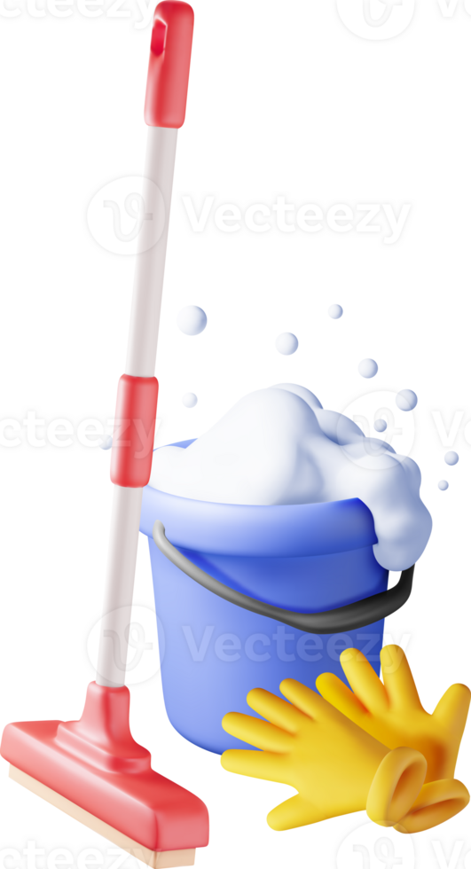 3d cleaning time or service concept png