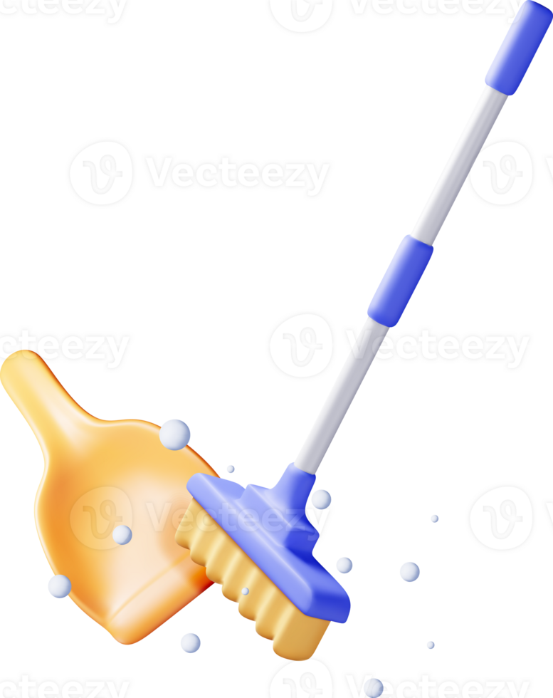 3d cleaning time or service concept png