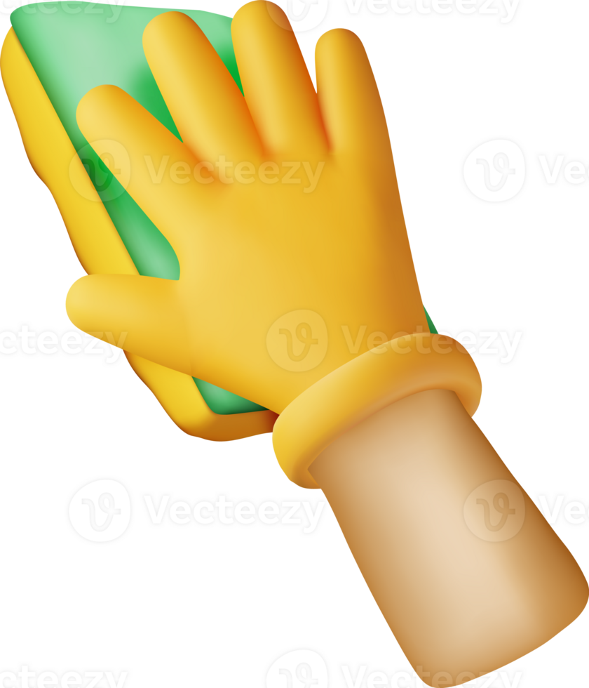 3D hand in gloves with sponge png