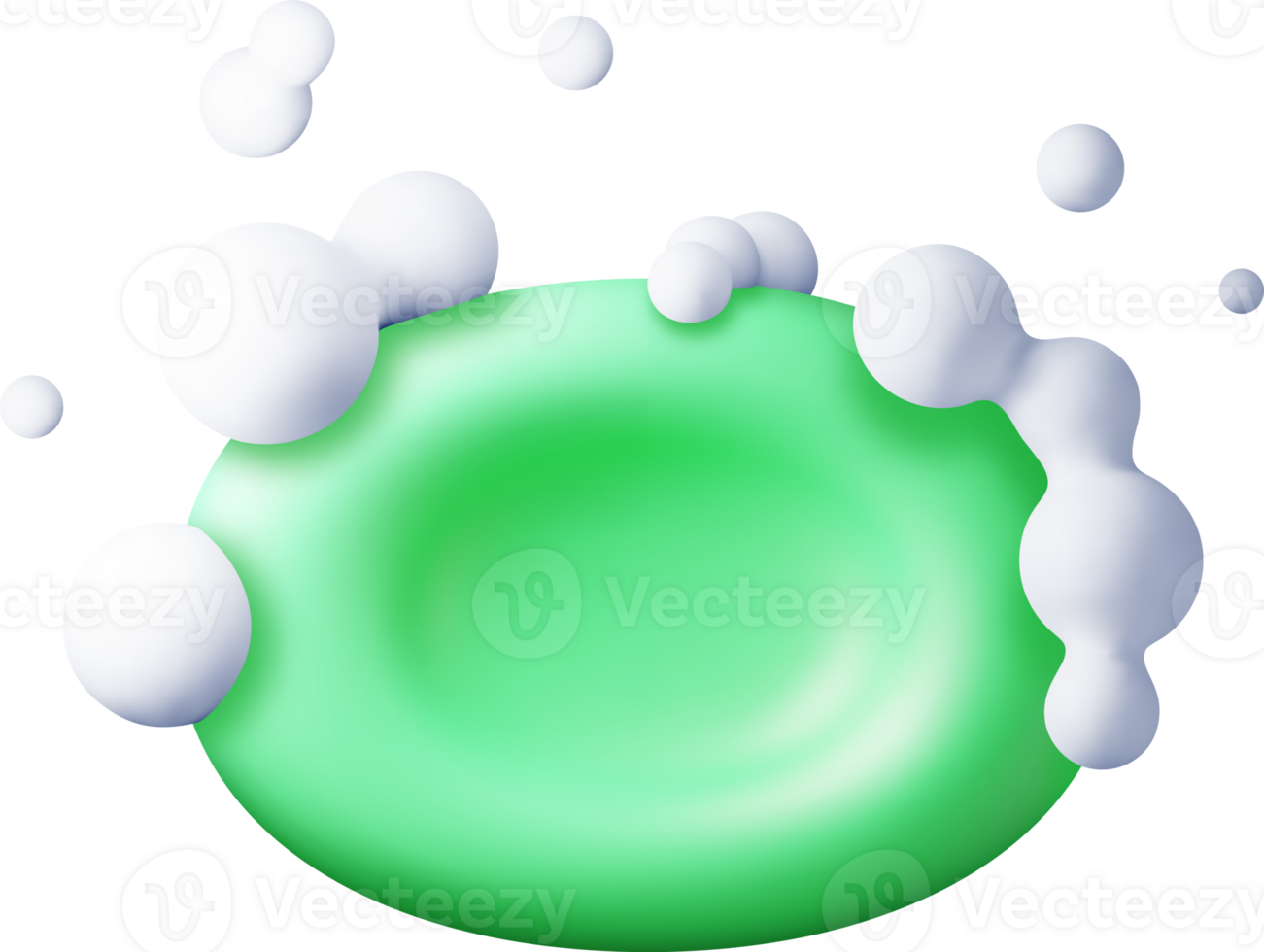 3D soap bar with foam and bubbles png