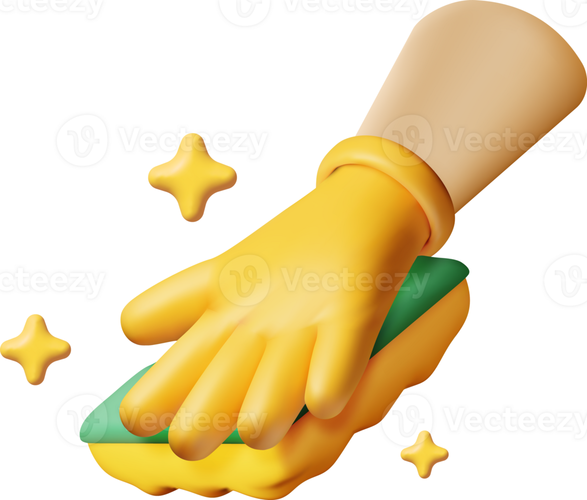 3D hand in gloves with sponge png