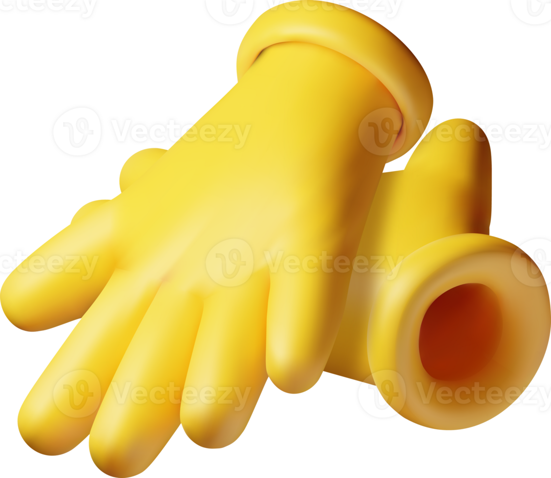 3d yellow rubber gloves for cleaning png