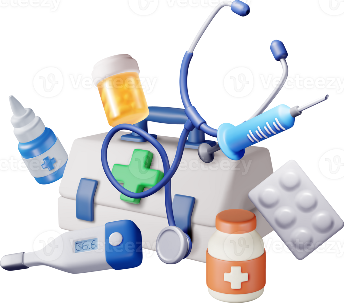3d medicine icon set, medical collection png