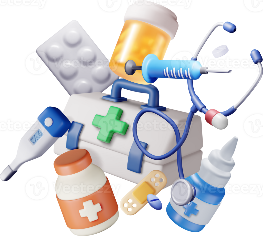 3d medicine icon set, medical collection png