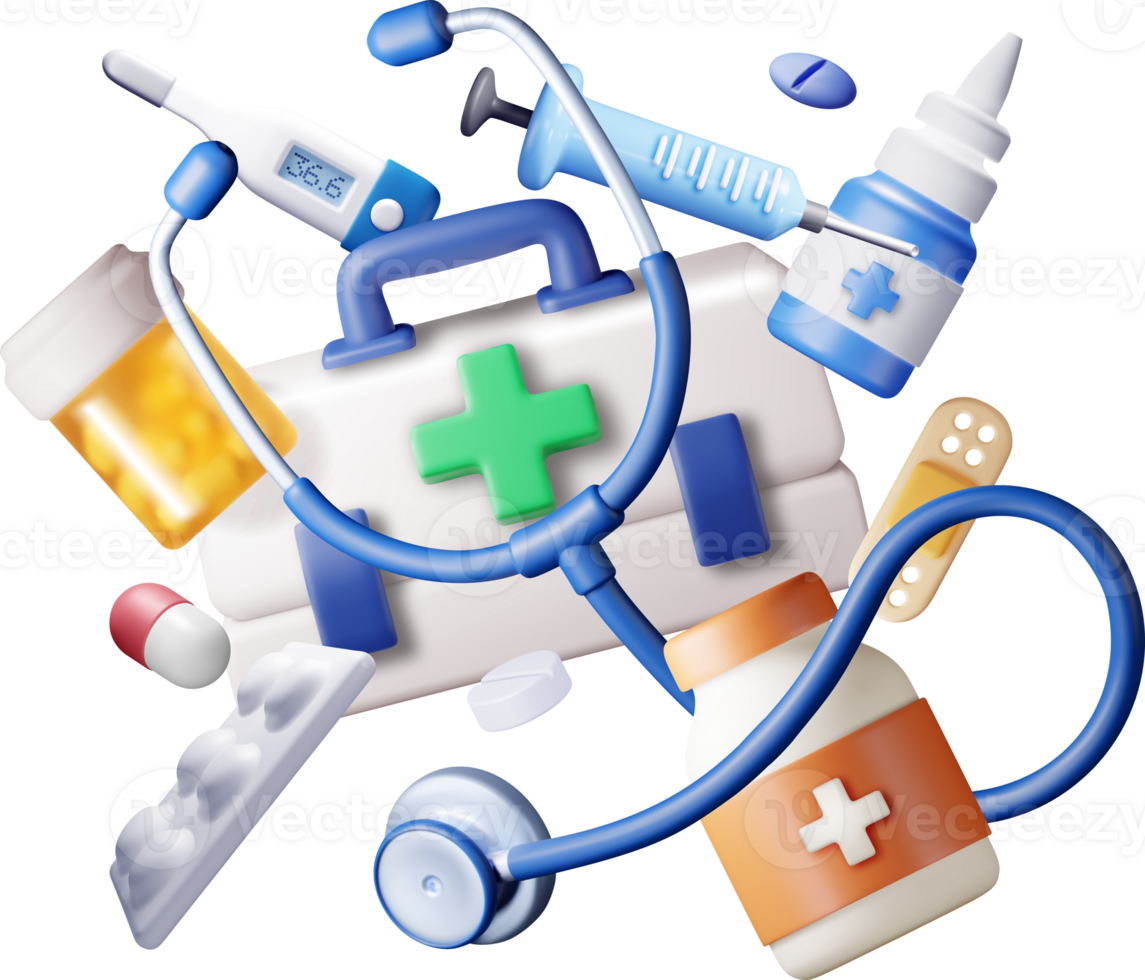 3d medicine icon set, medical collection png