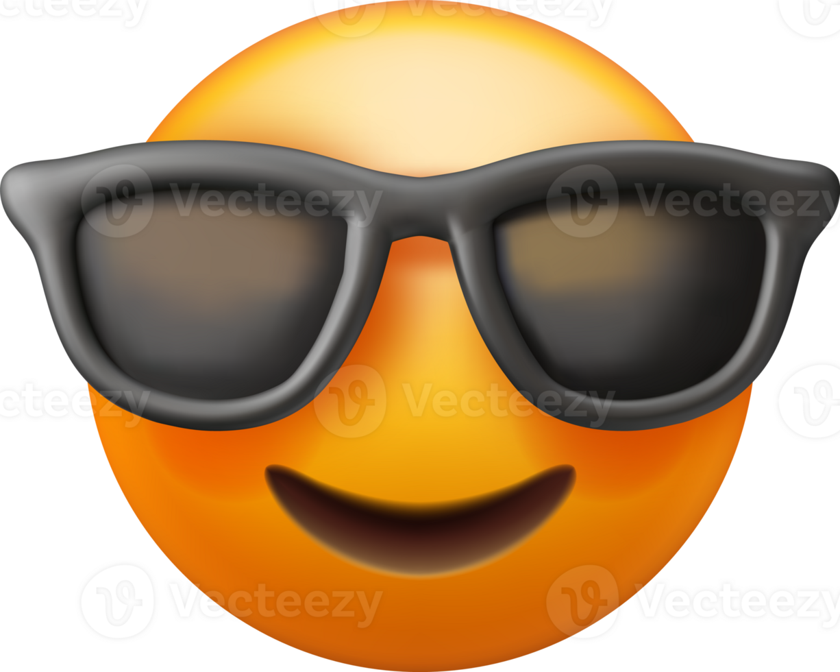 3d smile in sunglasses icon png
