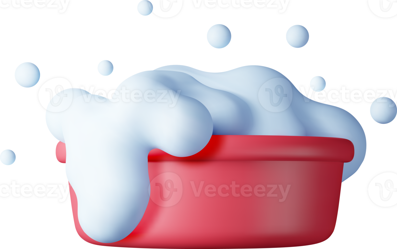 3d plastic basin with soapy foam and bubbles png