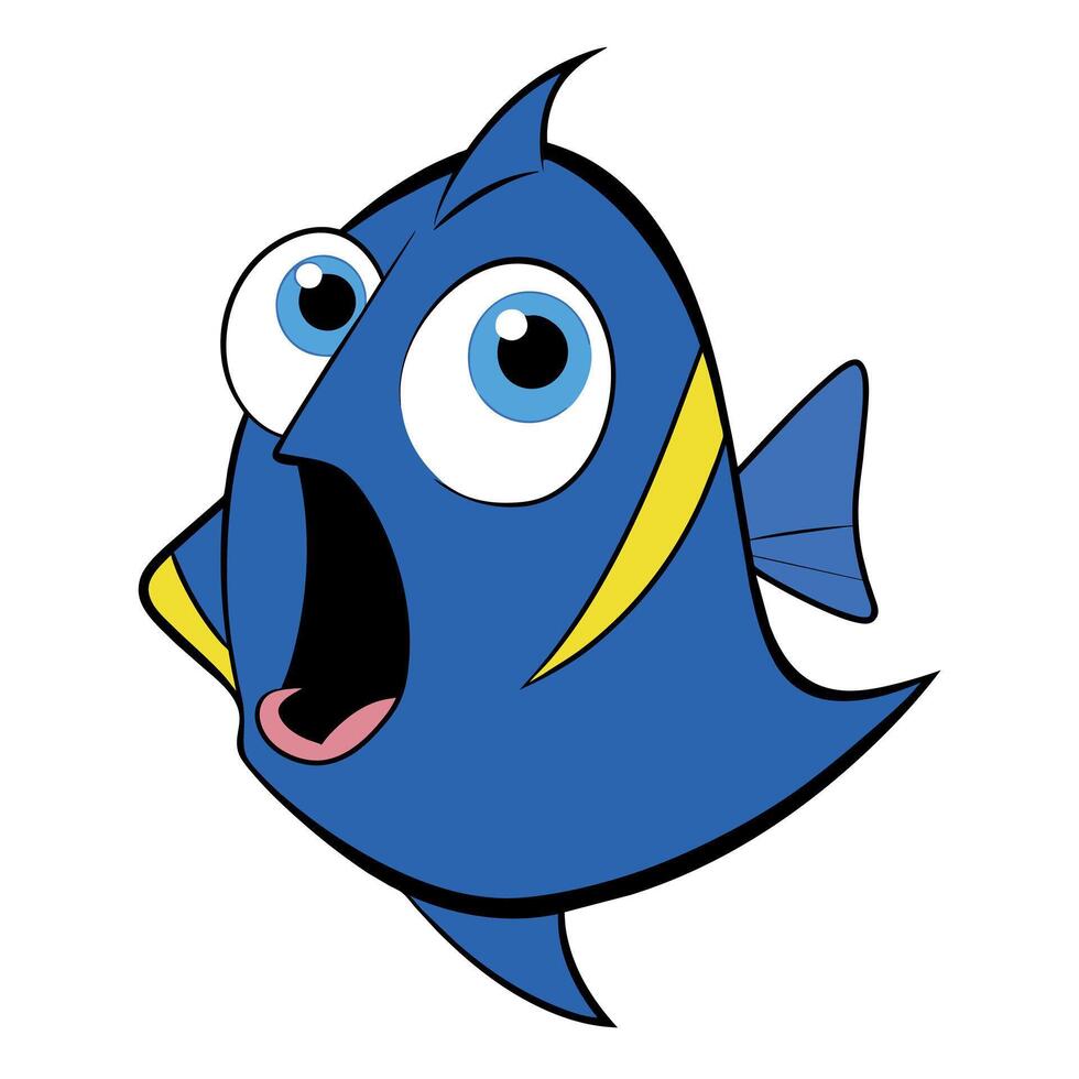 Blue Tang fish screams icon illustration vector