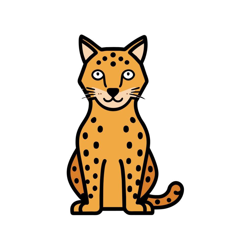 Bobcat leopard sits icon illustration vector