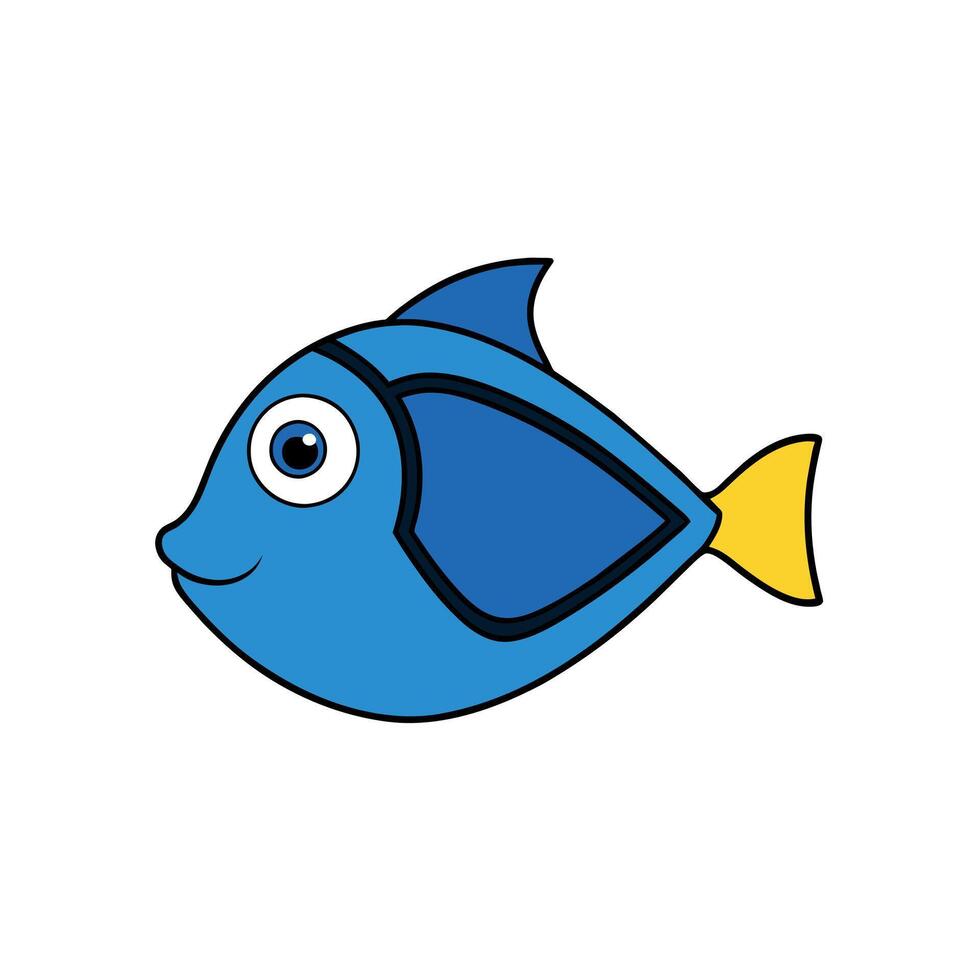 Blue Tang fish smiles icon illustration vector