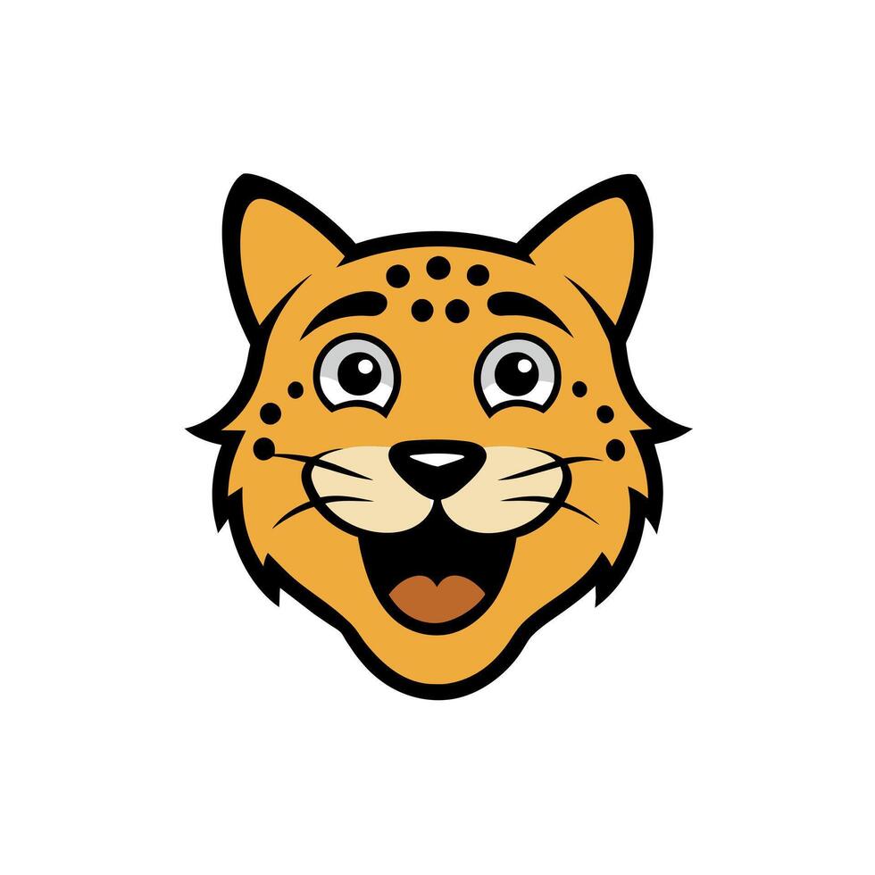 Bobcat leopard smiles icon illustration vector