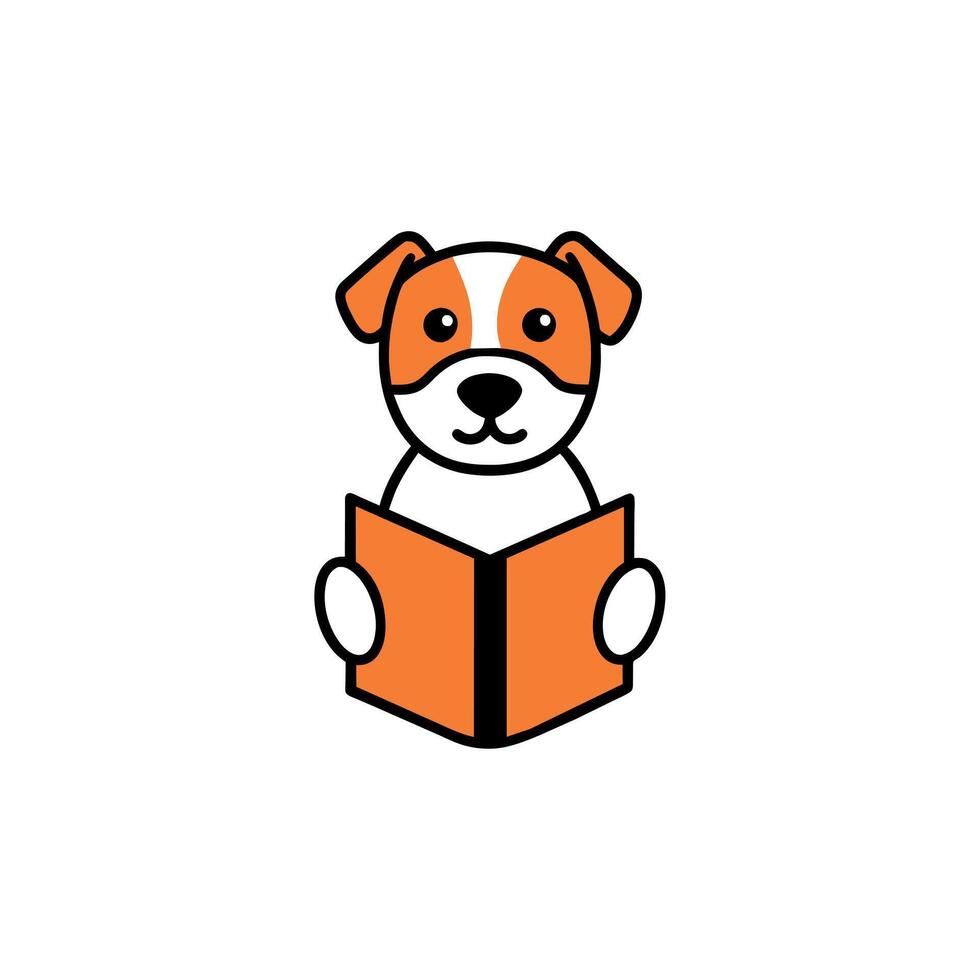 Boglen Terrier dog reading icon illustration vector