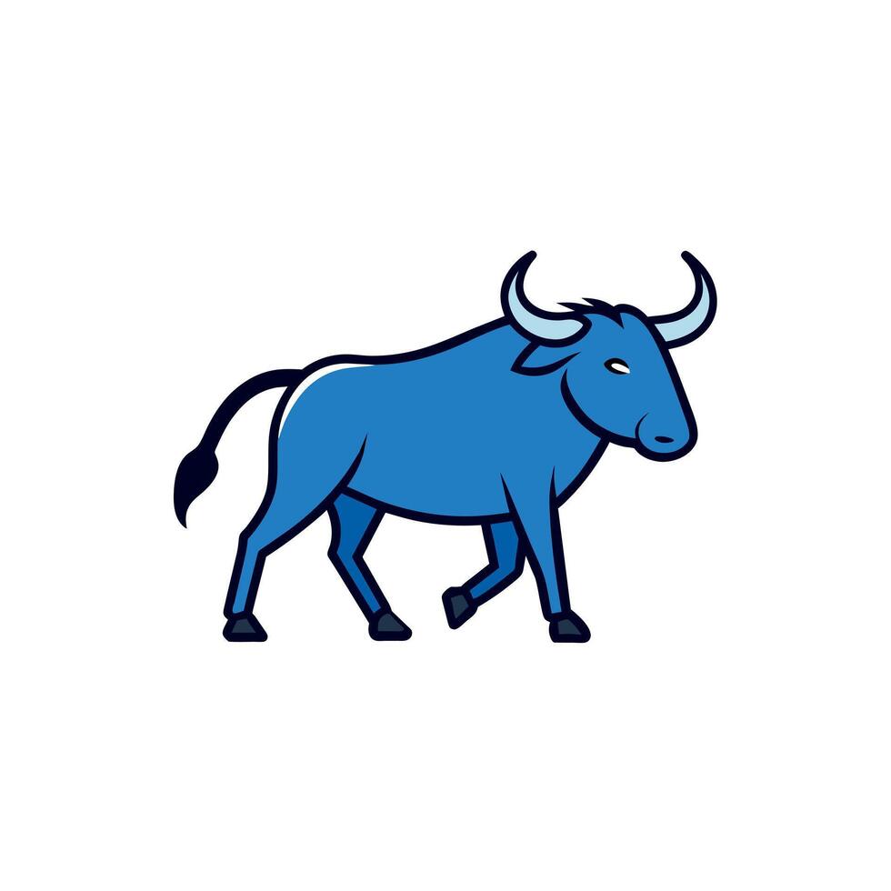 Blue Wildebeest buffalo walks icon illustration vector