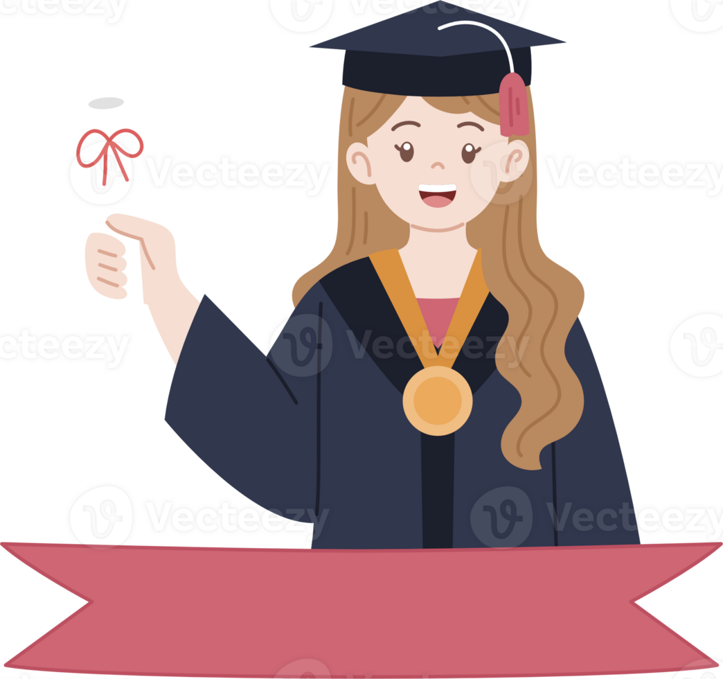 woman portrait for graduation illustration png