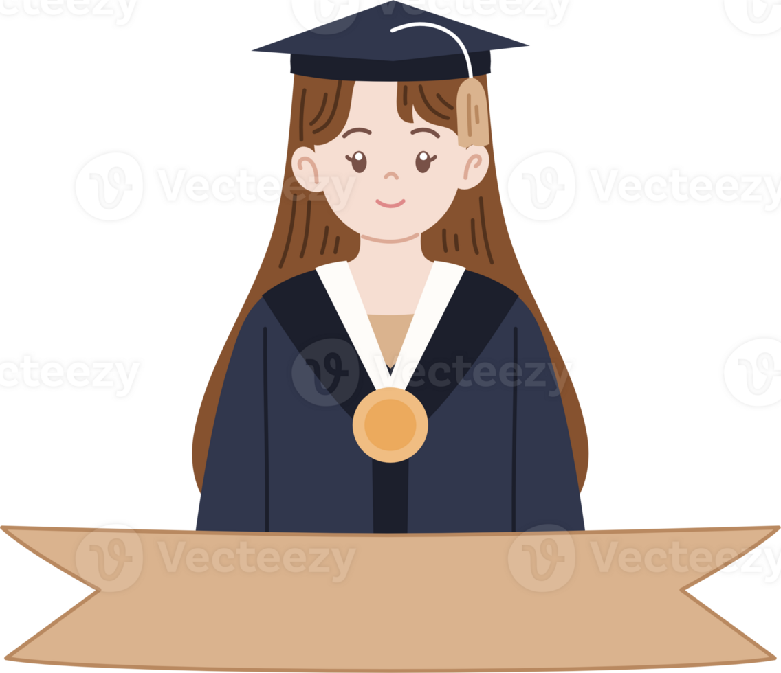 woman portrait for graduation illustration png