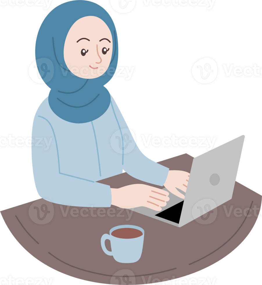 woman busy working with laptop work from home png