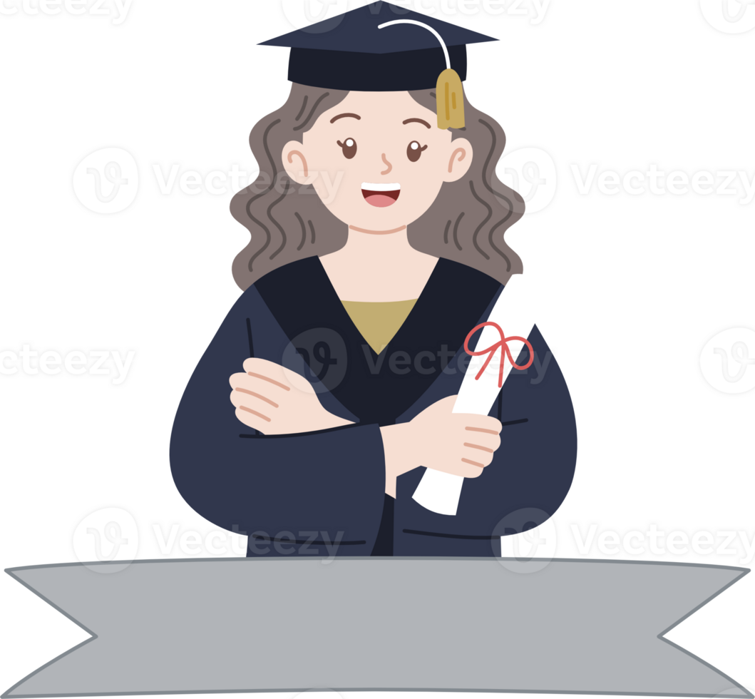 woman portrait for graduation illustration png