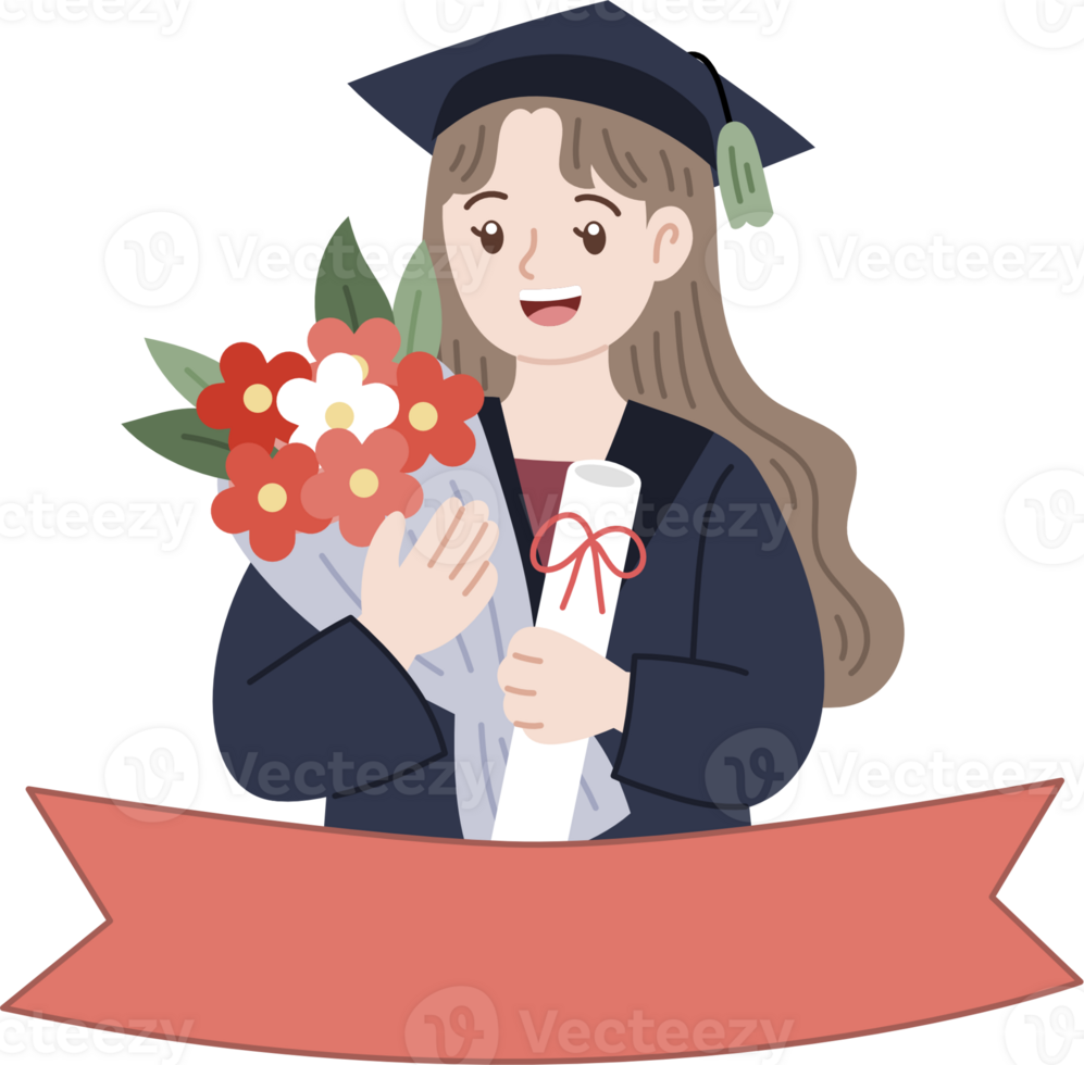 woman portrait for graduation illustration png