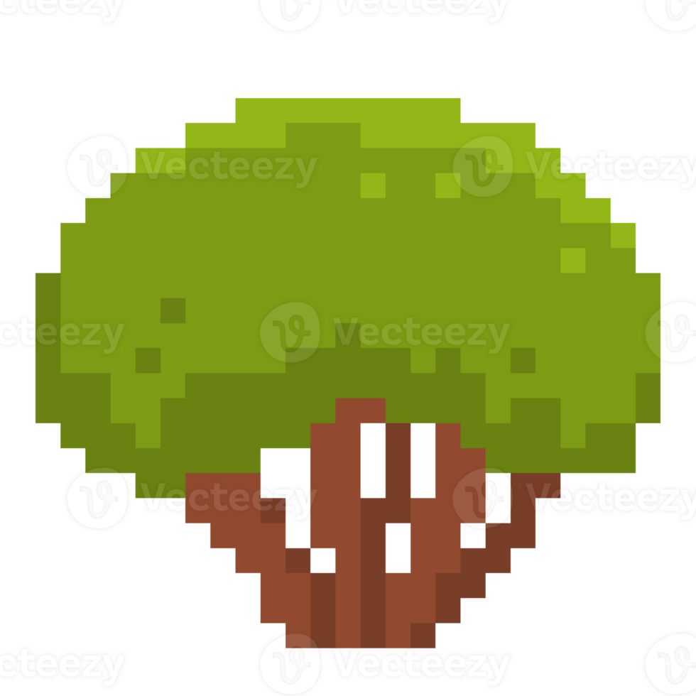 hand drawn pixelated bush cartoon illustration png