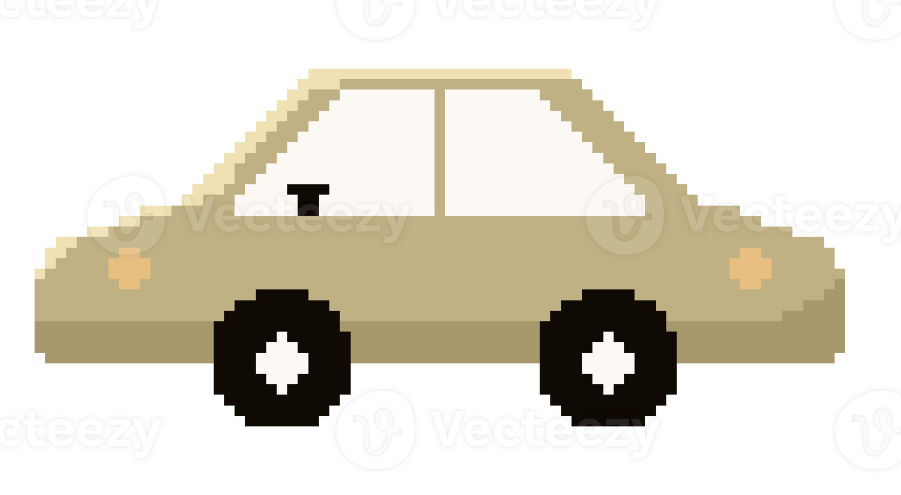 hand drawn pixelated car decoration png