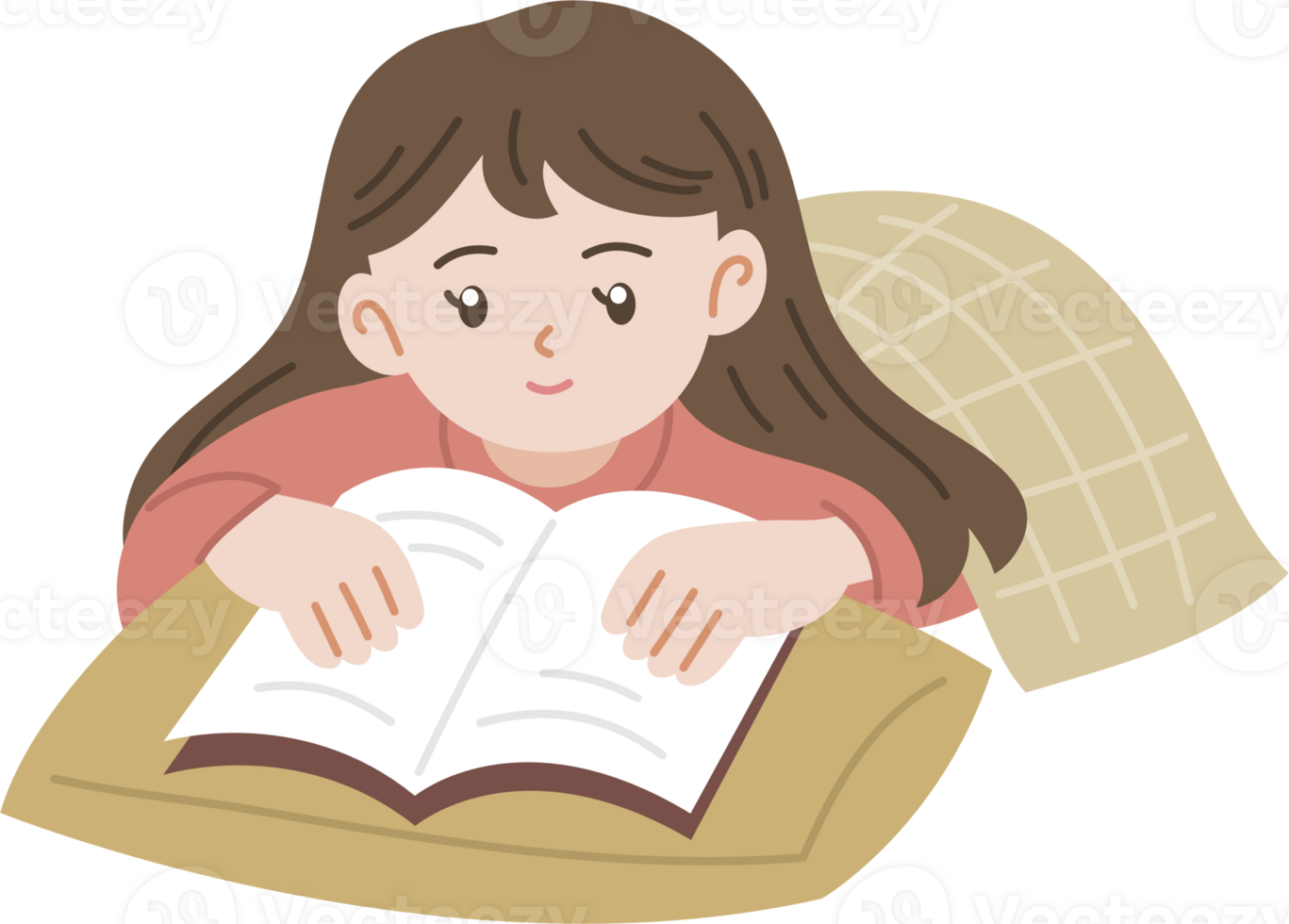 woman reading book cozy and relaxing png