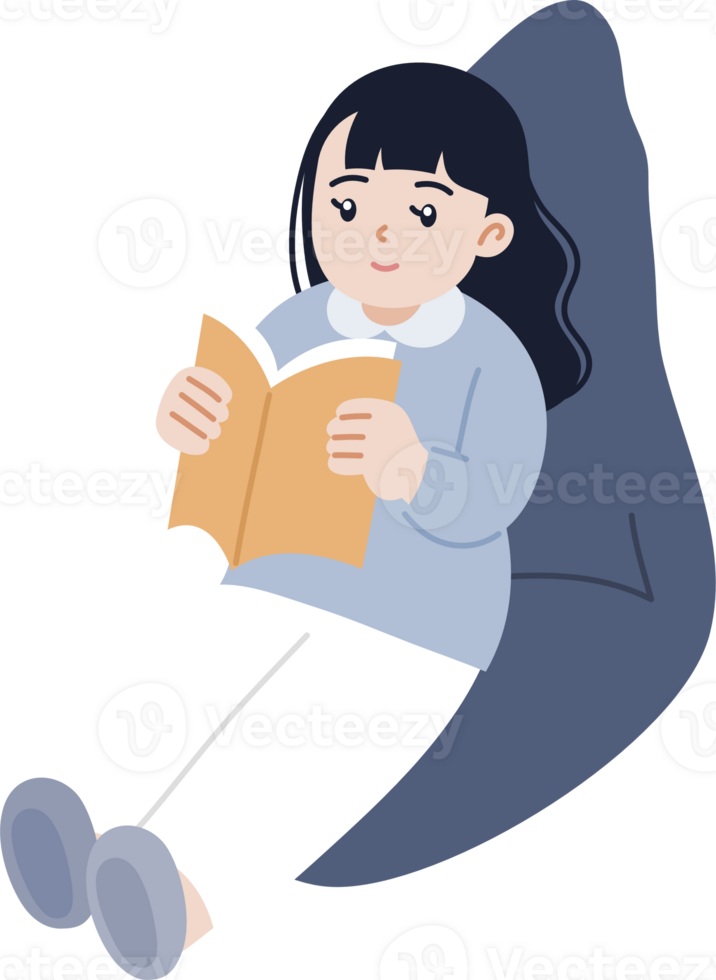 woman reading book cozy and relaxing png