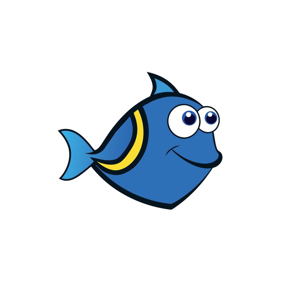Blue Tang fish play icon illustration vector