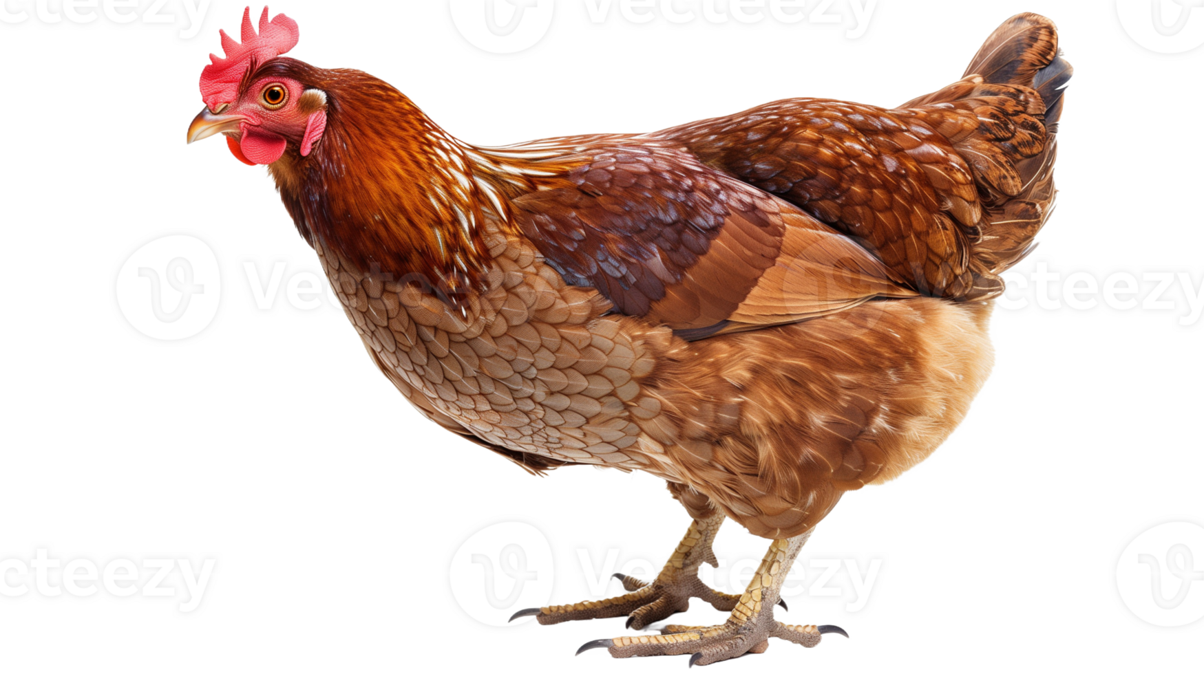 A Brown Hen - A Common Domestic Poultry Bird with Feathers and Comb png