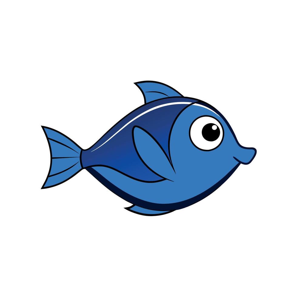 Blue Tang fish looks icon illustration vector