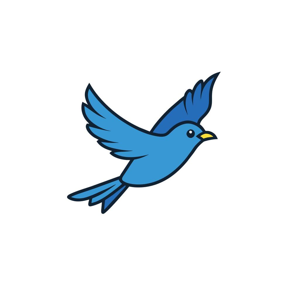 Blue Tanager bird flies icon illustration vector