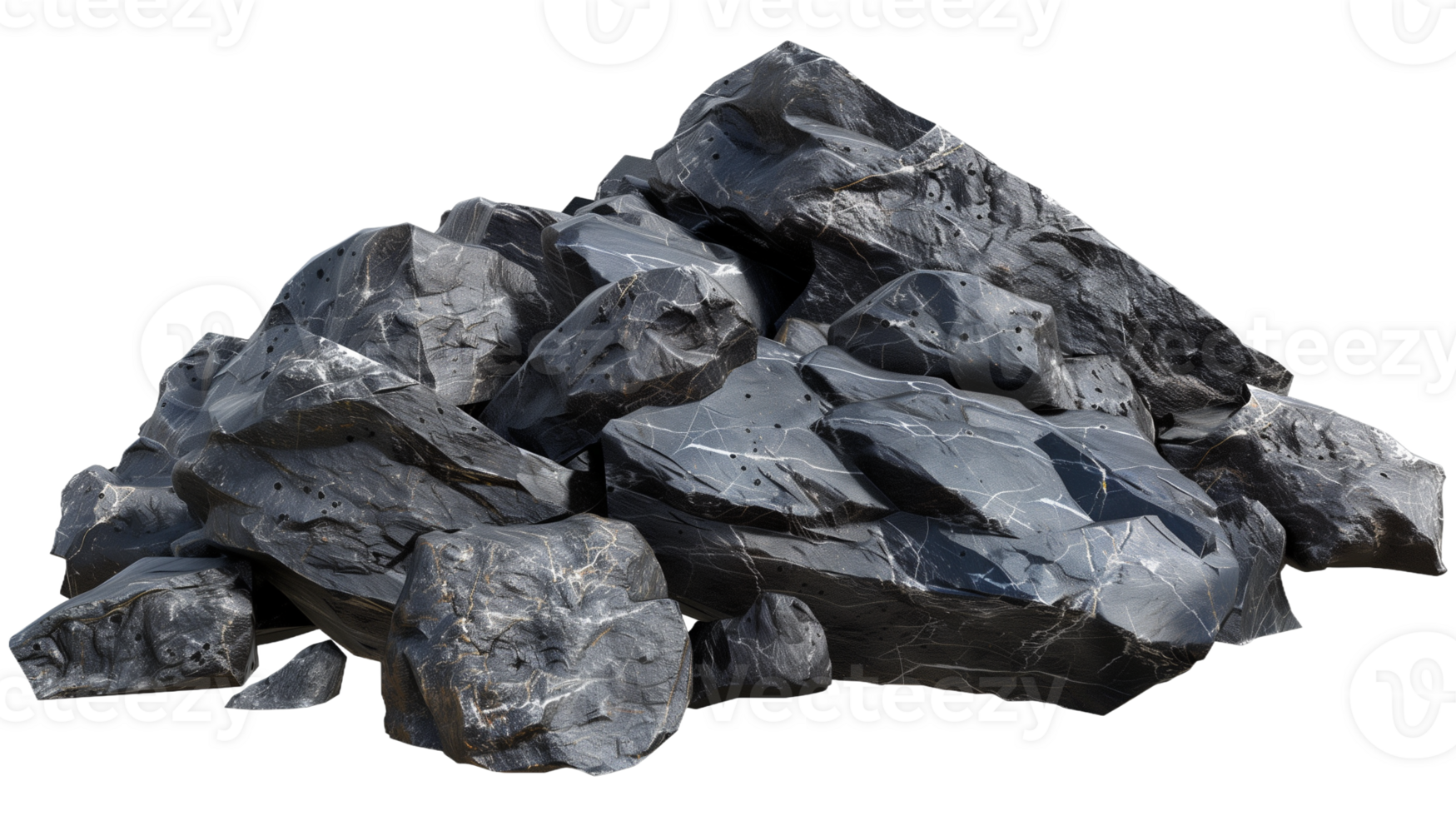 A pile of large gray rocks with diverse shapes and rough textures png