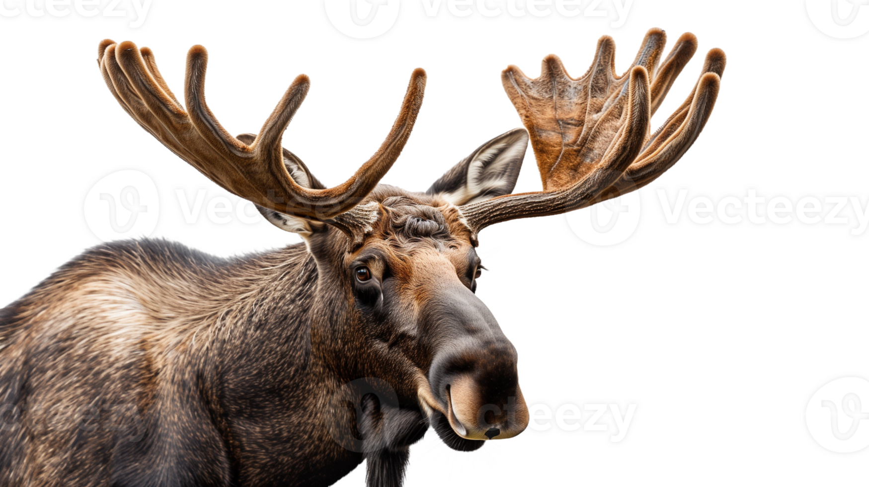 Majestic Moose with Large Antlers in a Natural Wildlife Setting png