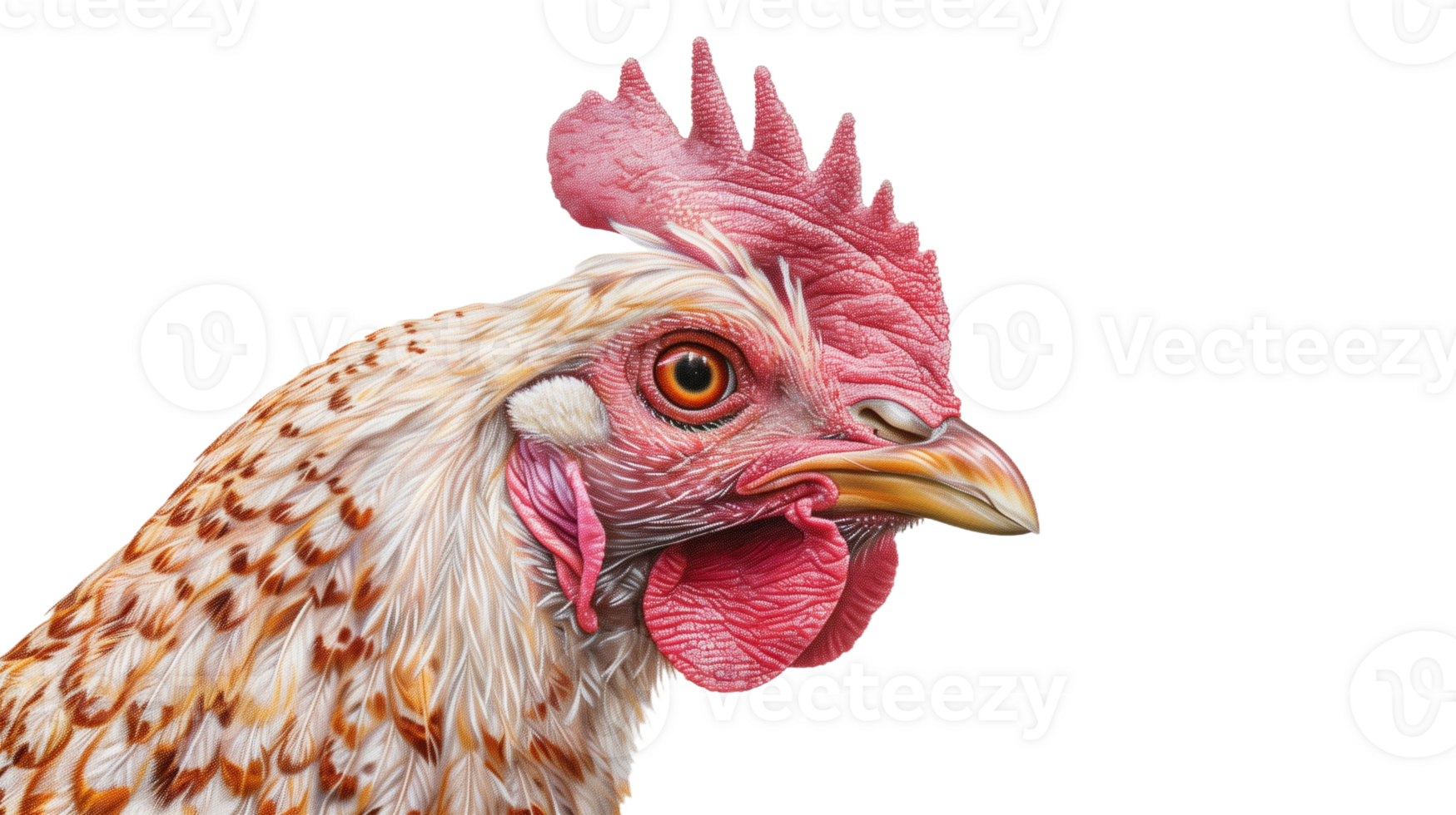 Close-Up View of a Detailed Chicken Head with Red Comb png