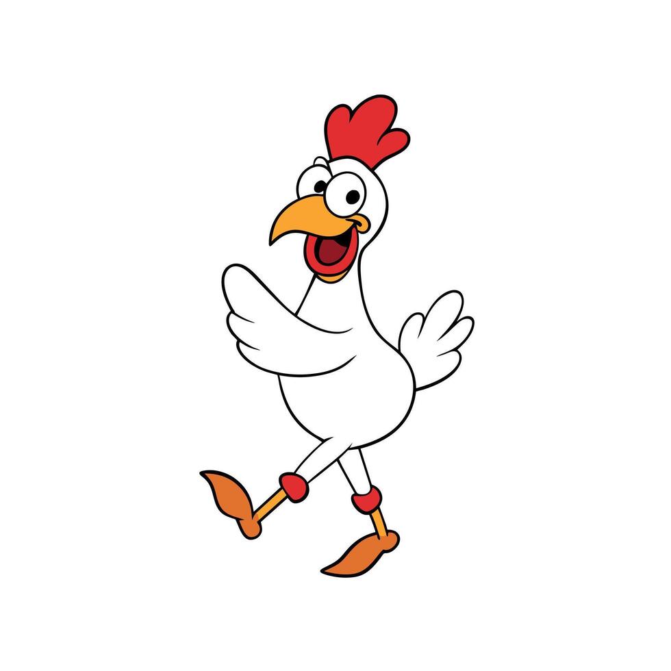 Booted Bantam chicken dancing icon illustration vector