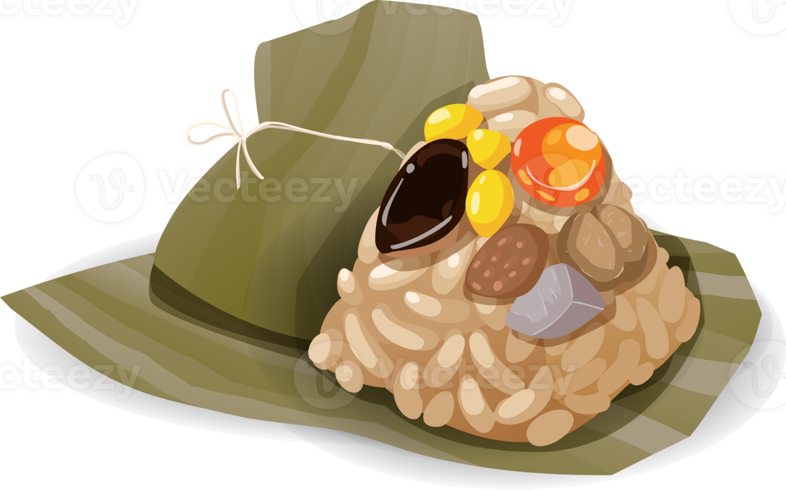 Hand drawn dim sum element graphic art, Sticky rice dumpling ,Zongzi. png