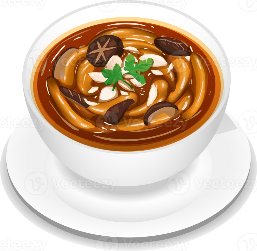 Hand drawn dim sum element graphic art, fish maw soup. png