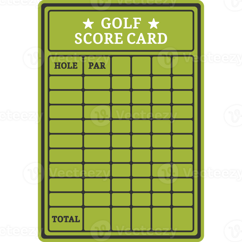 Golf Score Card Illustration Isolated Transparent Background png
