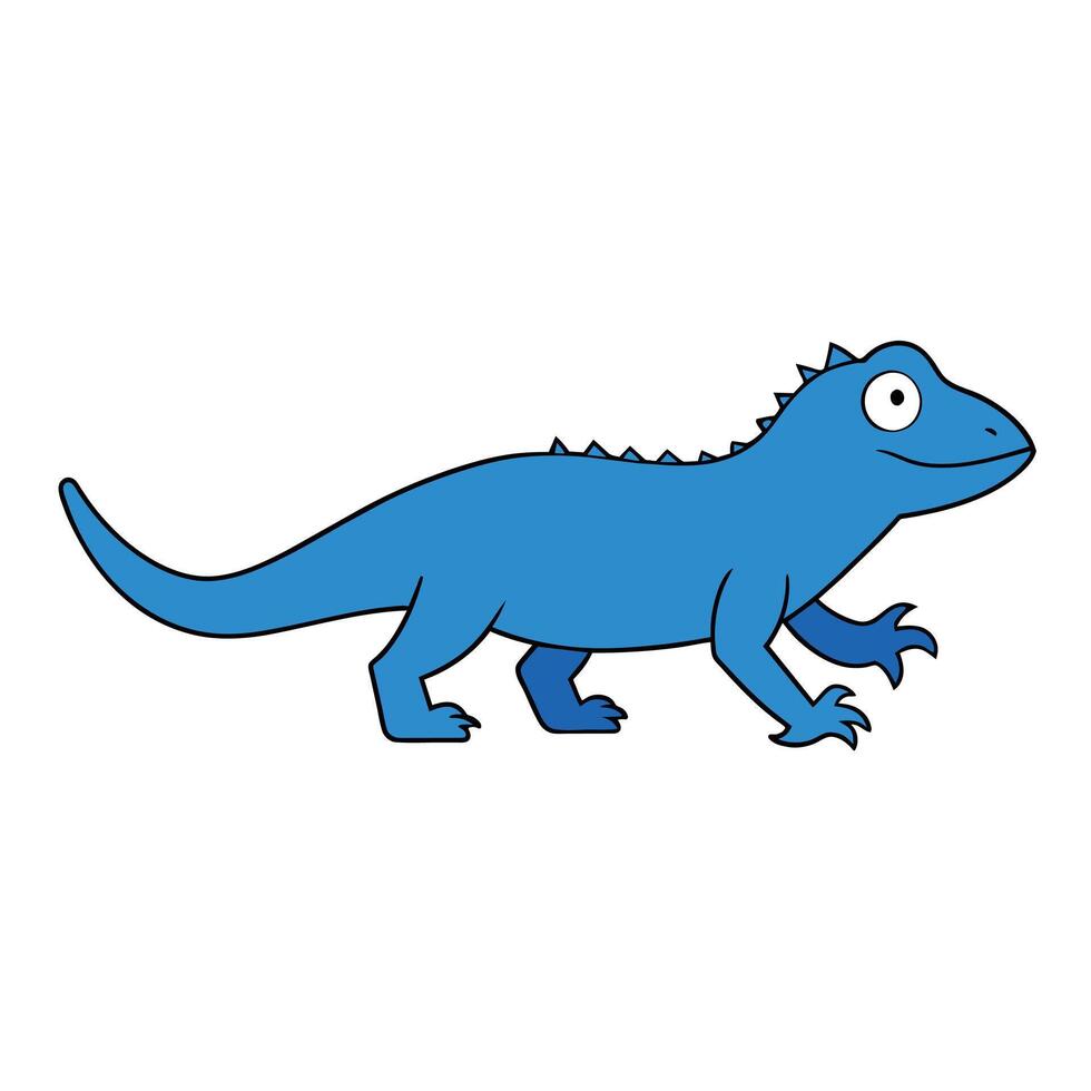 Blue Iguana walks icon illustration vector