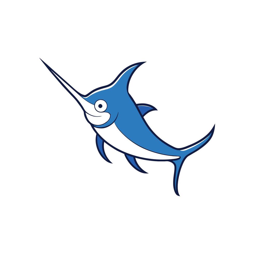 Blue Marlin fish dancing icon illustration vector