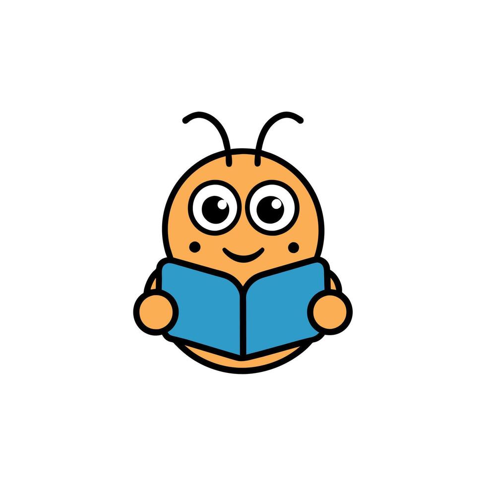 Biscuit Beetle bug reading icon illustration vector