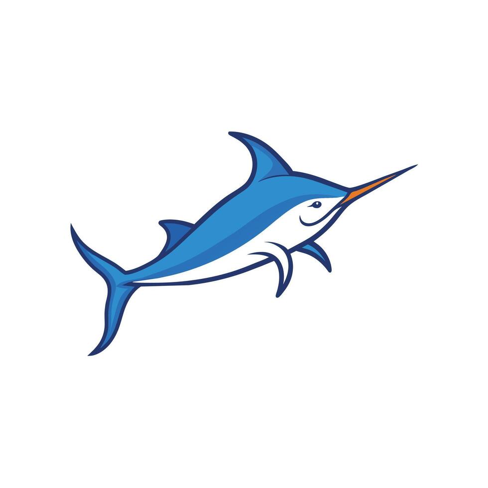 Blue Marlin fish jumps icon illustration vector