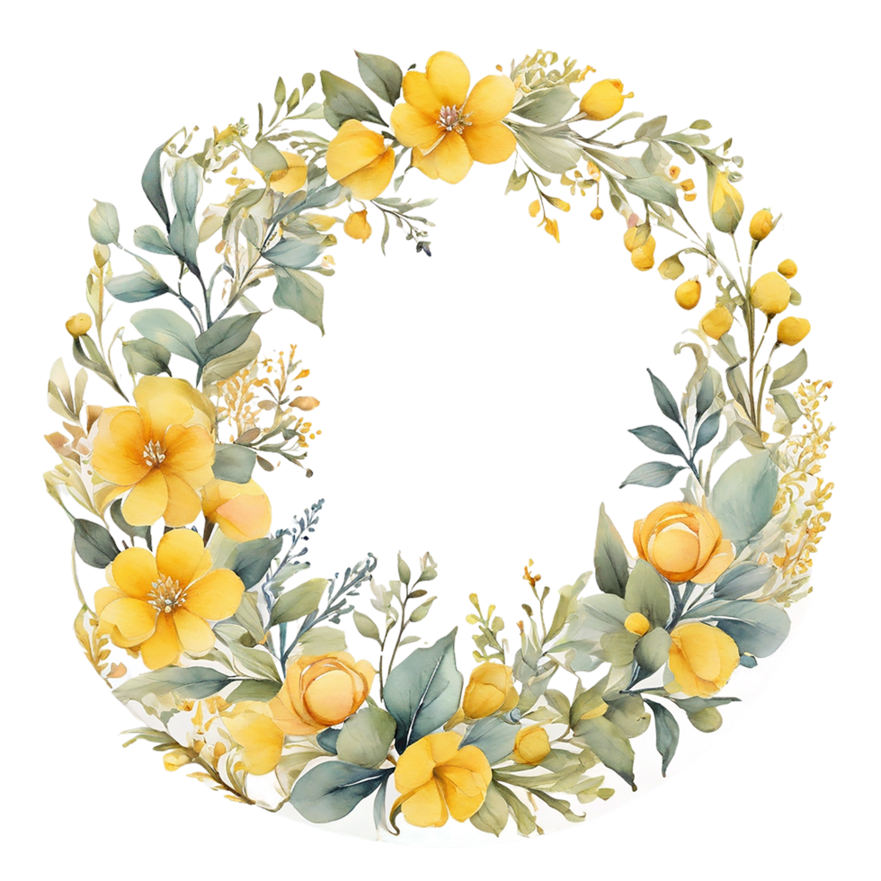 Floral flower round frame decorative plant design png