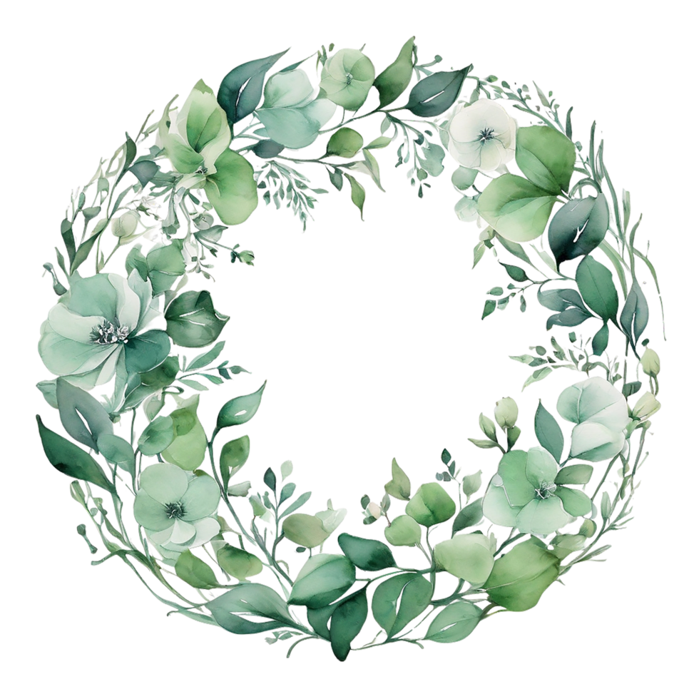 Floral flower round frame decorative plant design png