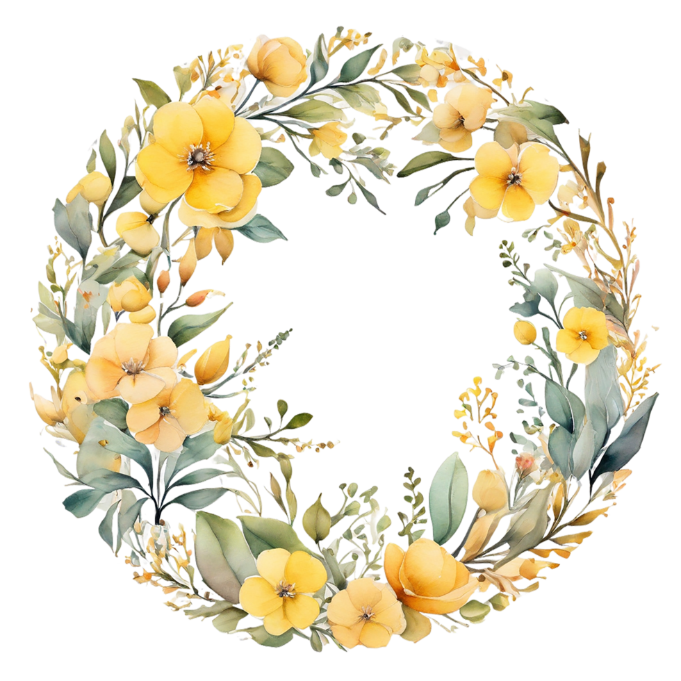 Floral flower round frame decorative plant design png