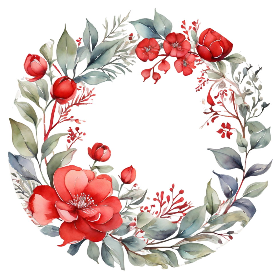 Floral flower round frame decorative plant design png
