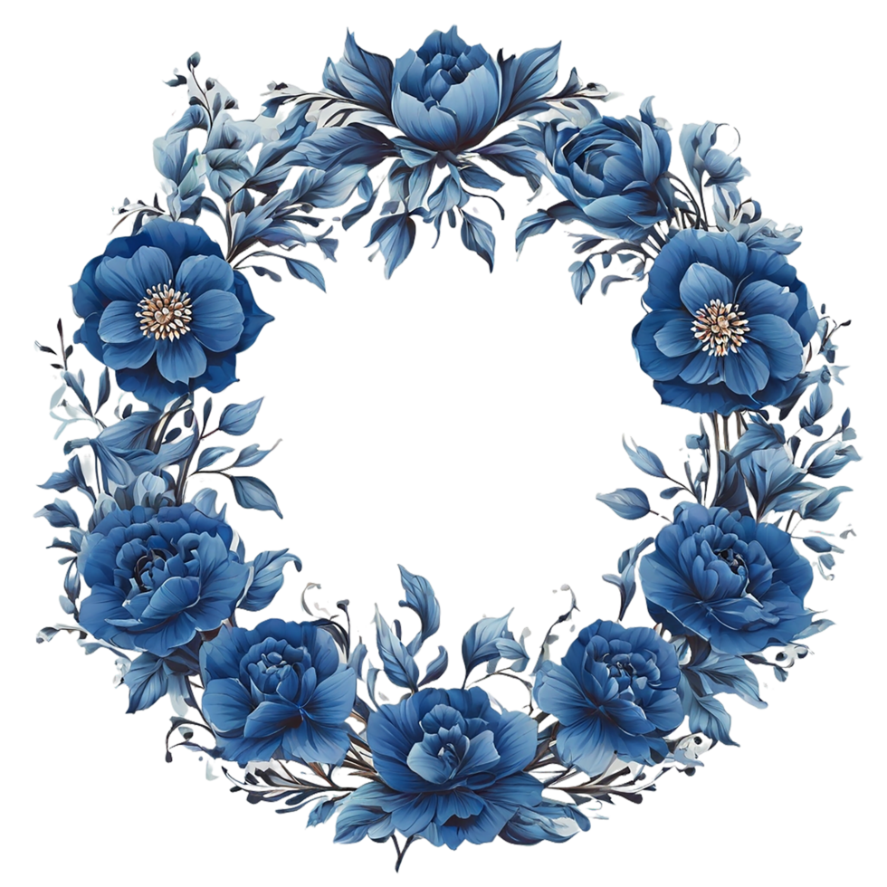 Decorative floral flower round frame design Wedding invitation template in rustic style png