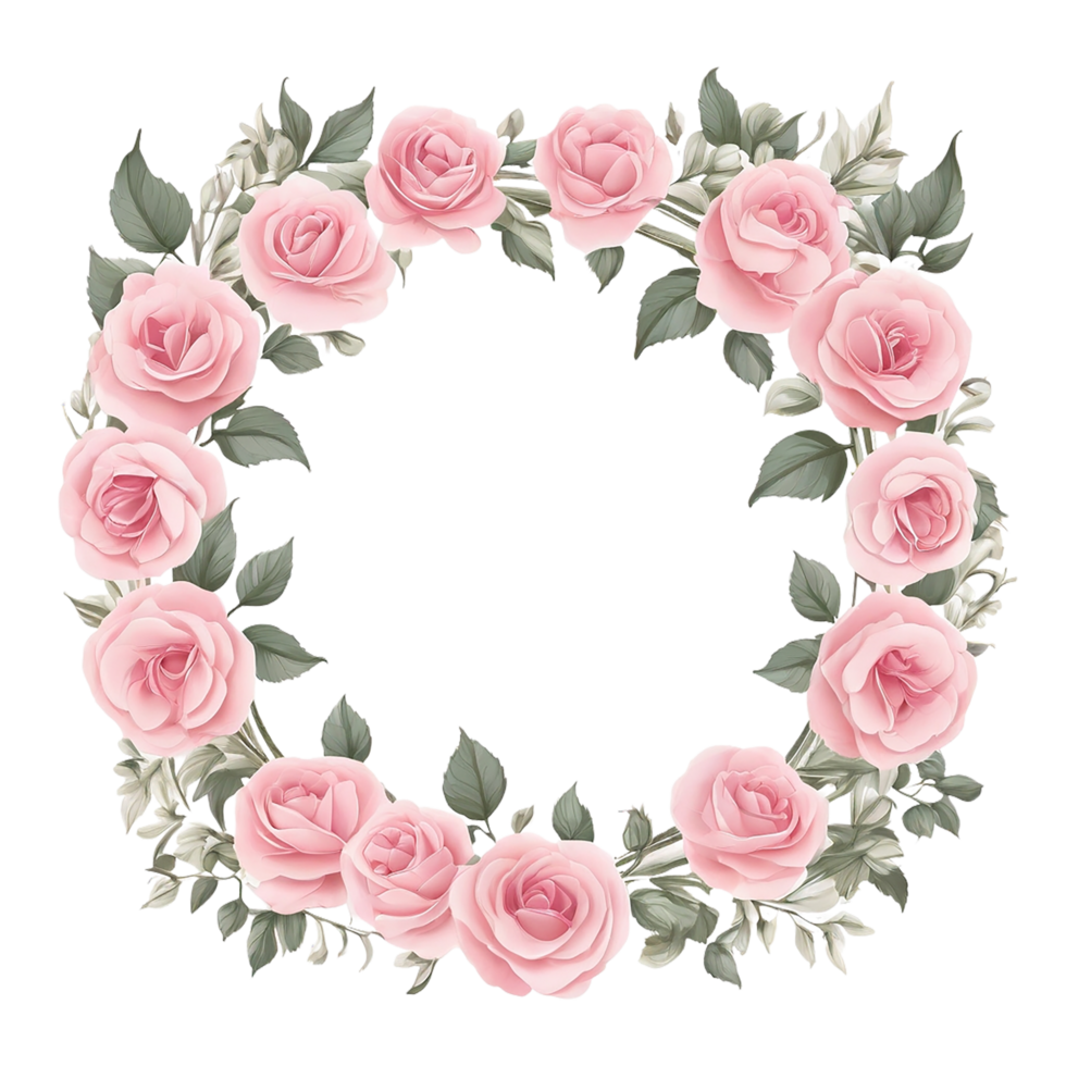 Decorative floral flower round frame design Wedding invitation template in rustic style png