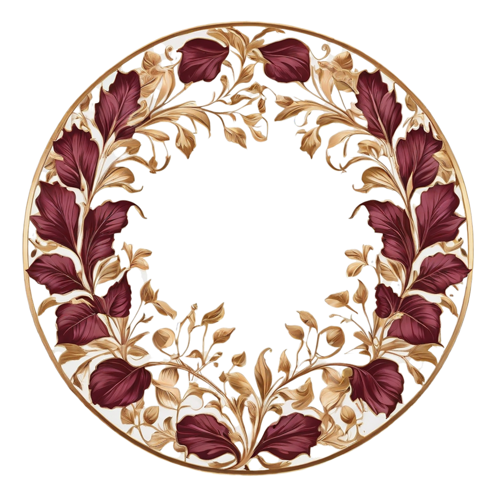 Decorative floral flower round frame design Wedding invitation template in rustic style png