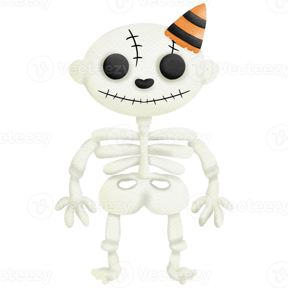 Ghosts cartoon in Halloween day watercolor so cute png